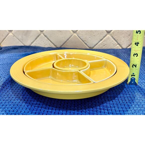 Fiesta Ware Relish Tray Complete Yellow - Picture 2 of 15